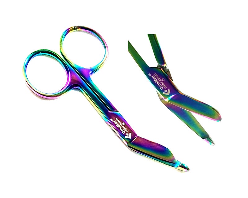 CYNAMED German 1 Lister Bandage Nurse Scissors 3.5 Inch Multi Titanium Color Rainbow Cynamed - Image 1